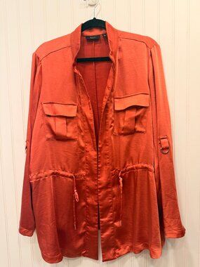 Ella Rafaella Rust Satin Utility Jacket – Size 2X